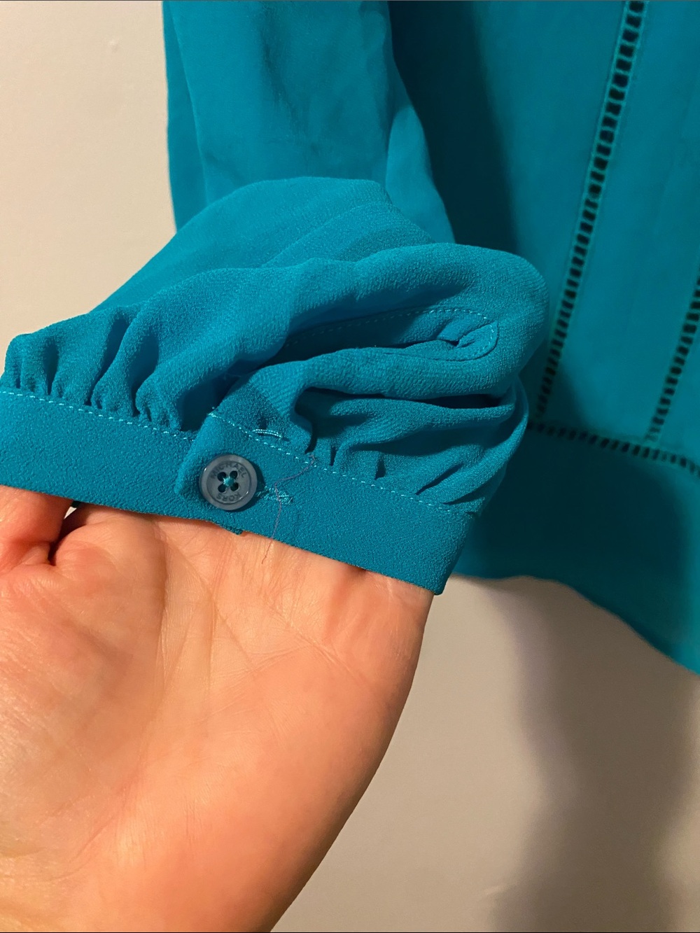 Michael Kors Teal V-Neck Long Sleeve Tunic - size XL - Picture 3 of 4